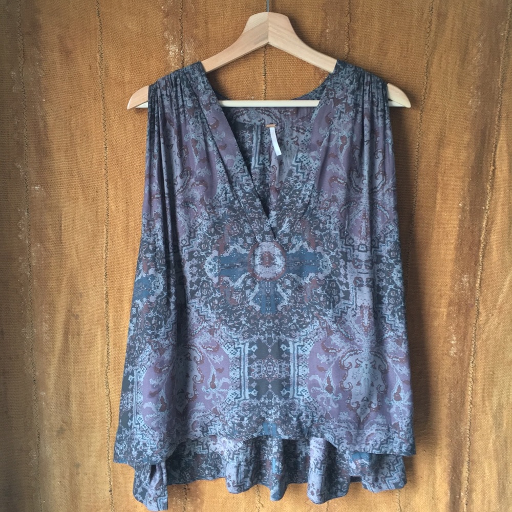 Free People Drapey Swing Sleeveless Blouse Top